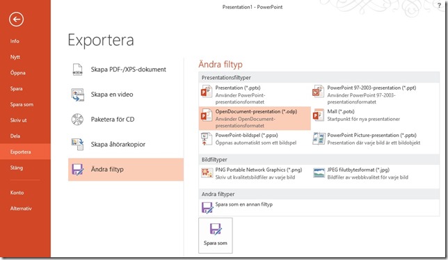 PowerPoint Exportera